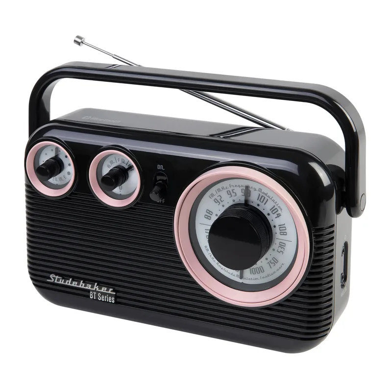 Studebaker Portable Am/Fm Radio w/Bluetooth - Pink/Black