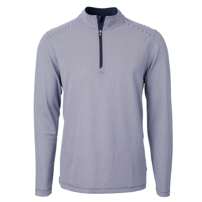 Cutter & Buck Virtue Eco Pique Micro Stripe Recycled Mens Quarter Zip view 5