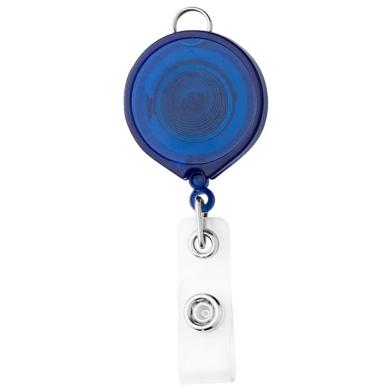 Large Face Retractable Badge Reel w/lanyard attachment - Translucent view 2