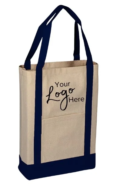 2-Tone Canvas Deluxe Tote Bag w/4" Gusset (14"x16"x4")