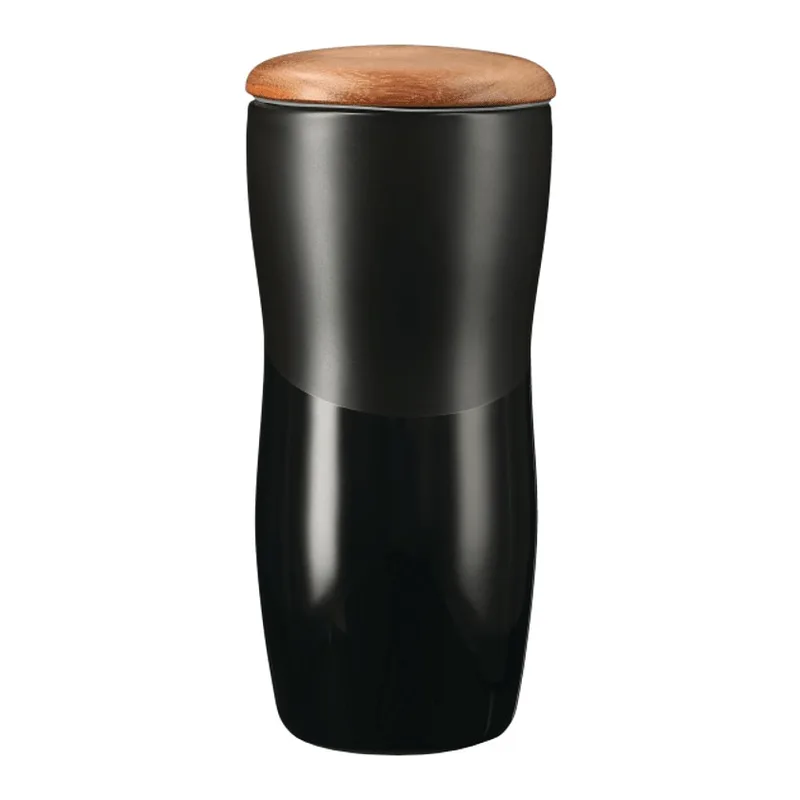 Reno Double Wall Ceramic Tumbler w/Wood Lid 10oz view 2