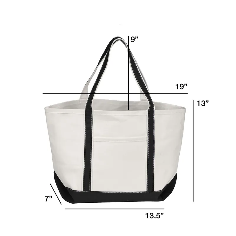 Open Canvas Boat Bag with Embroidery view 4