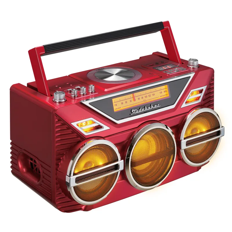Studebaker Portable Stereo Boombox w/Bluetooth Cd Am/Fm Radio And 15W Subwoofer - Red