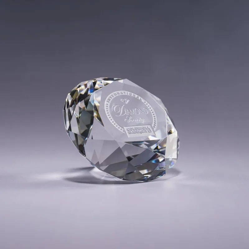 Clear Diamond Paperweight view 2