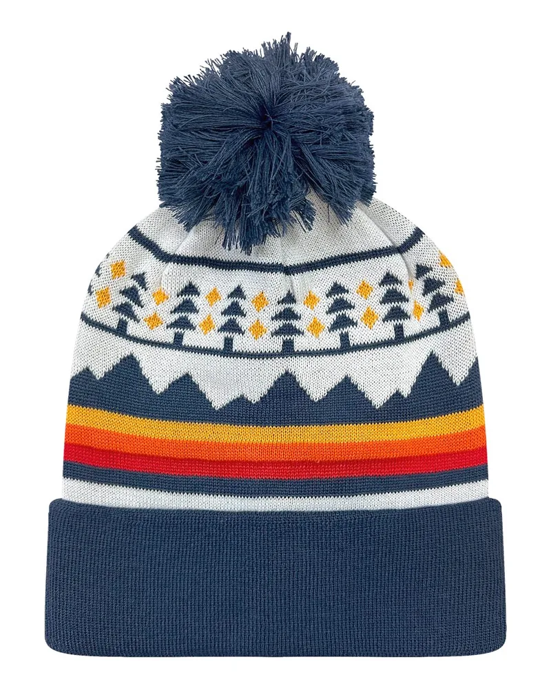Trees & Peaks White/Navy Blue