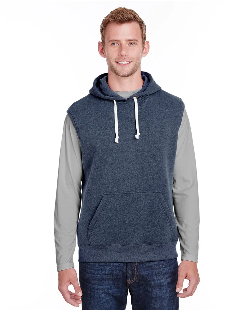 J AMERICA Adult Triblend Fleece Sleeveless Hooded Sweatshirt view 4