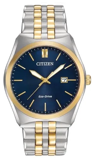 Citizen® Men's Corso Eco-Drive® Two-Tone Watch, w/Marine Blue Dial