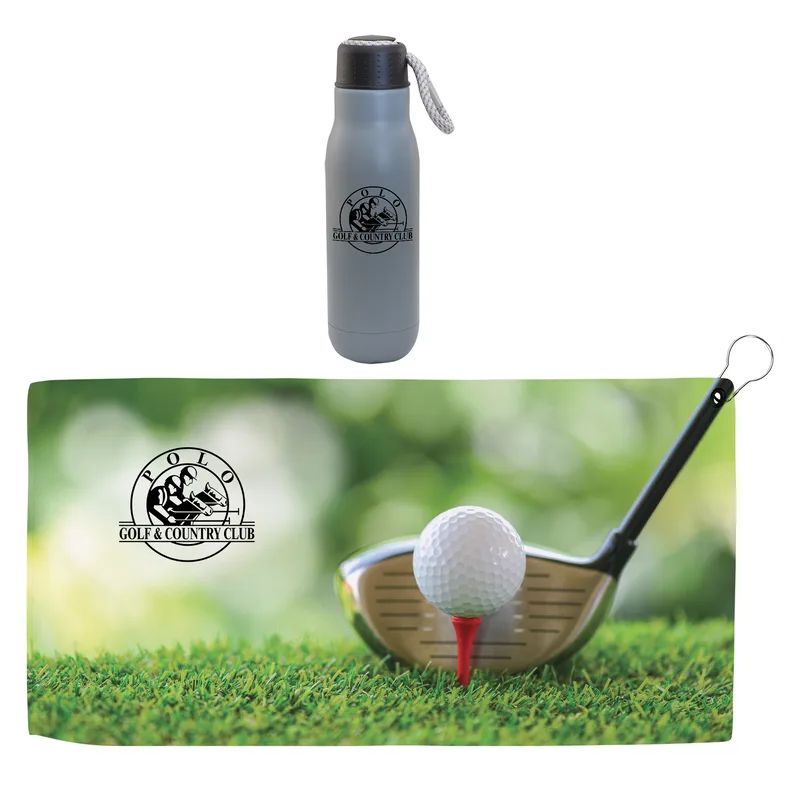 Hole in One 16oz Matte Stainless Steel Insulated Bottle & Golf Towel Gift Set view 2