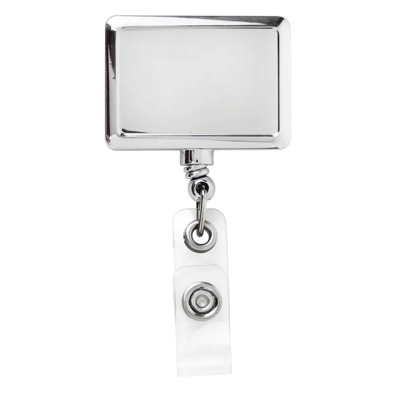 Metallic Finish Rectangle Retractable Badge Reel view 2