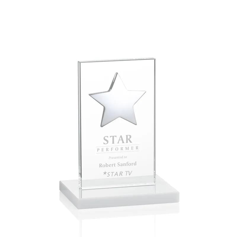 Silver Star, White, 3" x 5" x 0.375"