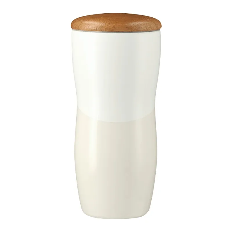 Reno Double Wall Ceramic Tumbler w/Wood Lid 10oz view 3