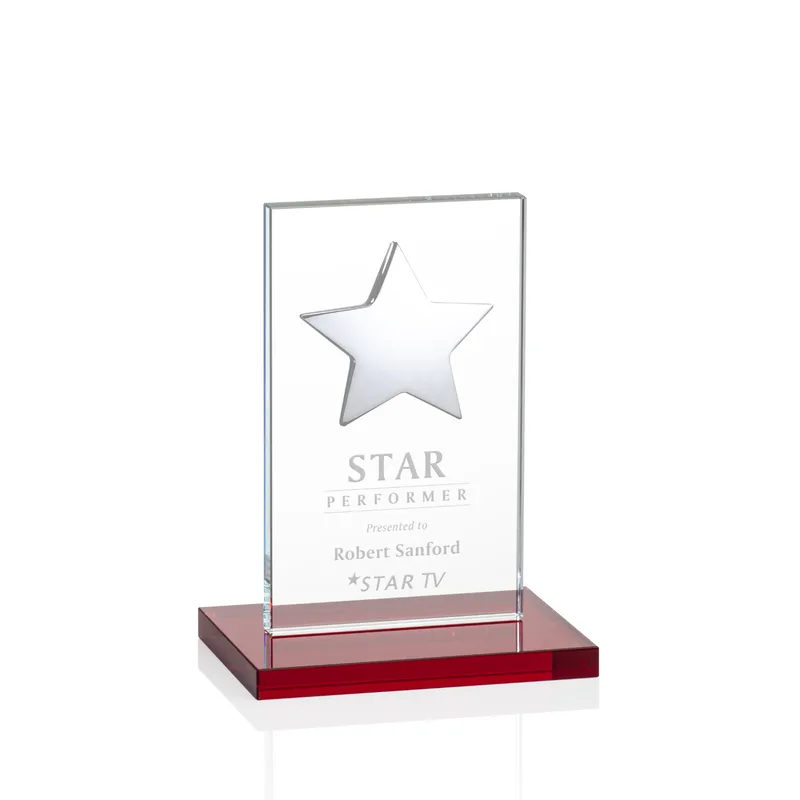 Silver Star, Red, 3" x 5" x 0.375"