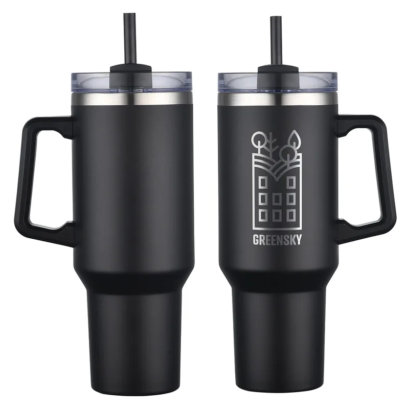 Genoa 40 oz Vacuum Insulated Travel Mug with Straw view 5