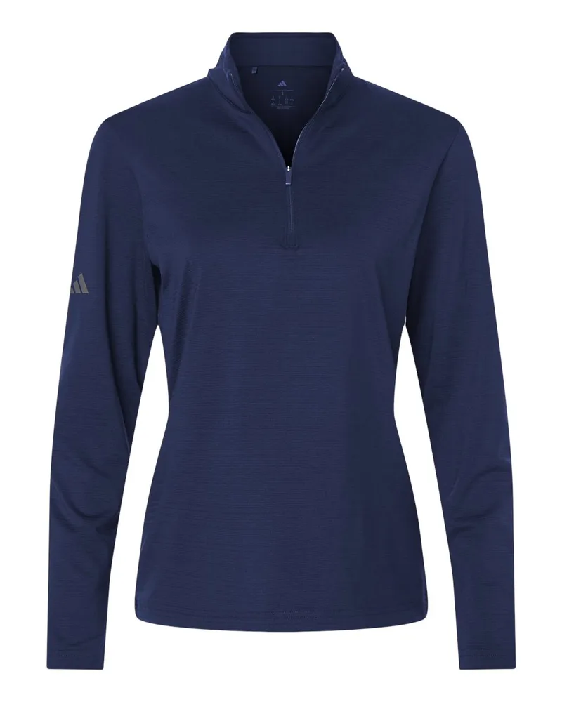Adidas® Women's Textured Stripe Quarter-Zip Pullover Shirt view 3