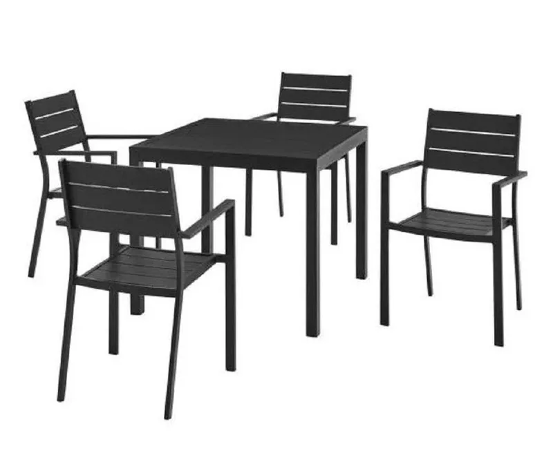 Pursonic Sorrento Outdoor Aluminum 5 Piece Dining Set, Black