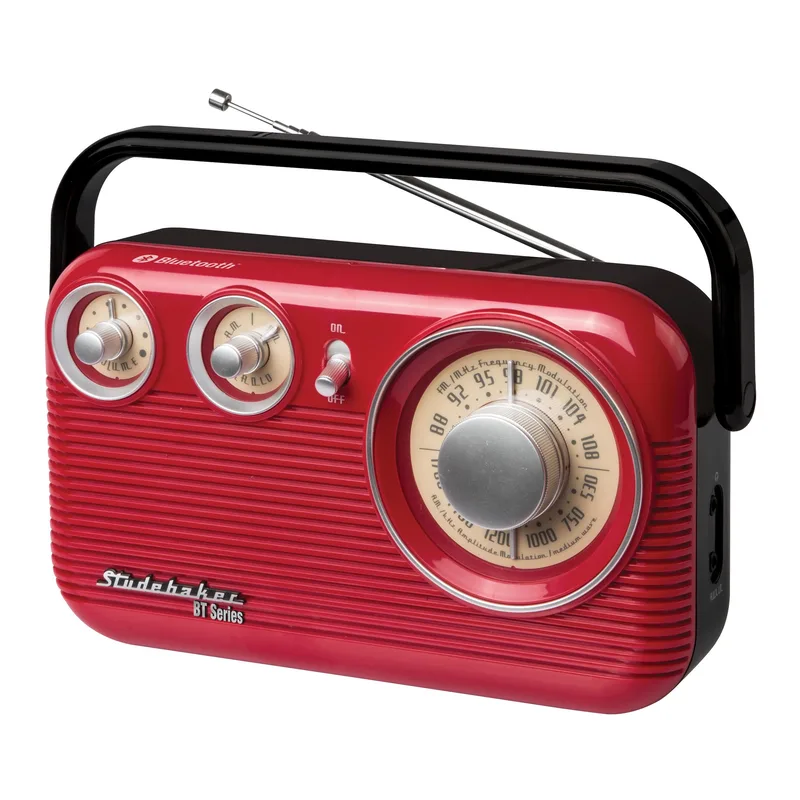 Studebaker Red Black Portable Bluetooth Am/Fm Radio