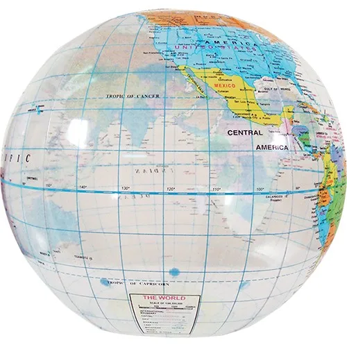 12" Globe Beach Ball - Clear view 2