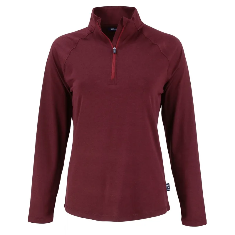 Cutter & Buck Coastline Recycled Double Peached Womens Quarter Zip Pullover view 2