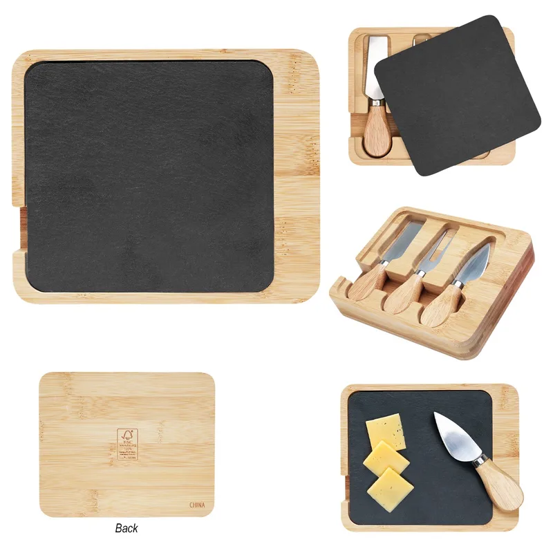 Slate & Bamboo Cheese Server Set view 3