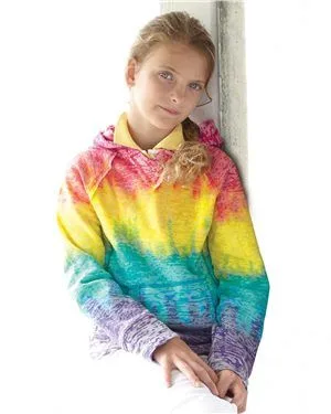 MV Sport® Girls' Courtney Burnout V-Notch Hooded Sweatshirt