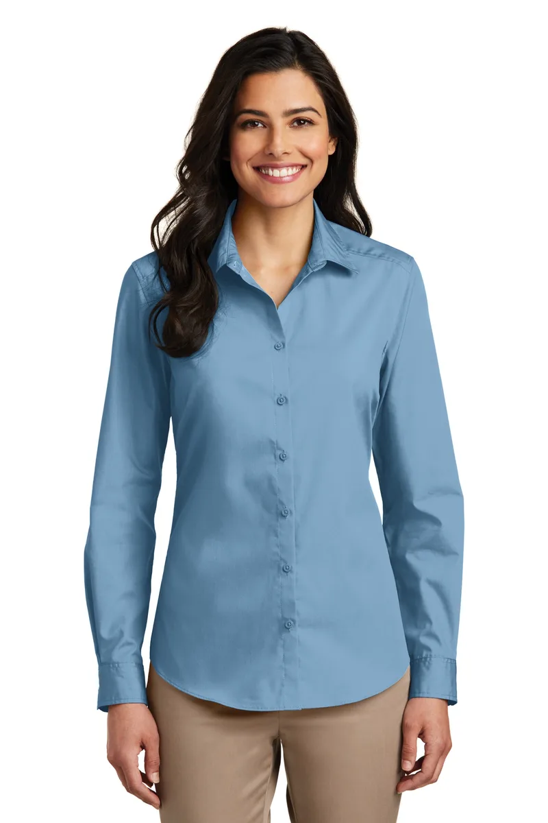 Port Authority® Women's Long Sleeve Carefree Poplin Shirt. view 6