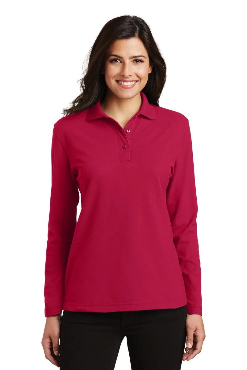 Port Authority® Women's Silk Touch™ Long Sleeve Polo. view 4