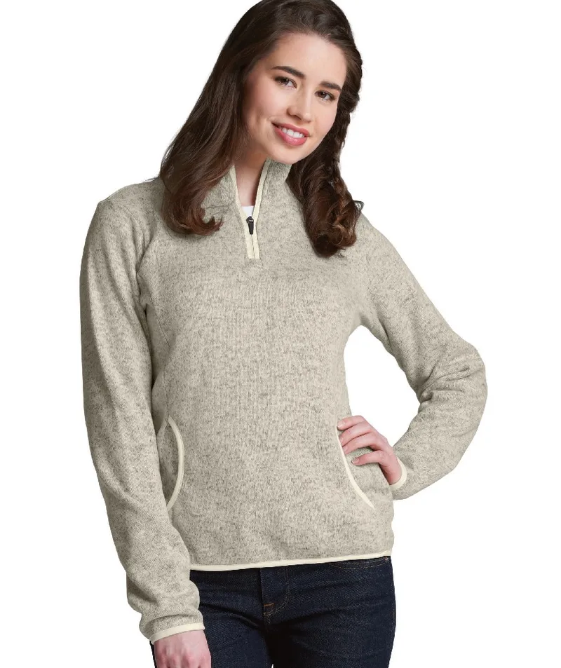 Women's Heathered Fleece Pullover Shirt view 2