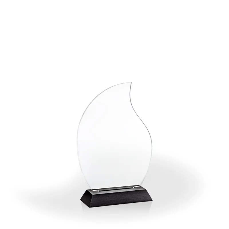 Flame Award with Black Wood Base, Small - Engraved view 2