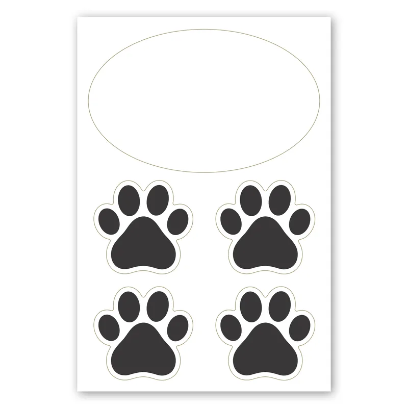 2" 1 Oval Car Magnet with 4 Paw Prints view 2