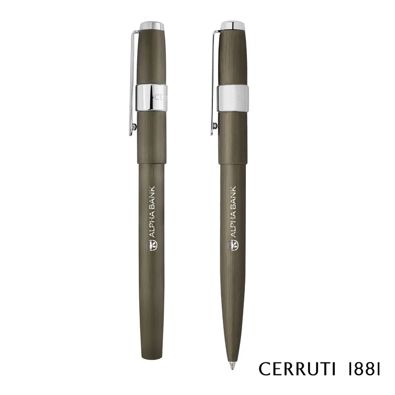 Cerruti 1881® Block Brushed Ballpoint Pen & Fountain Pen Set
