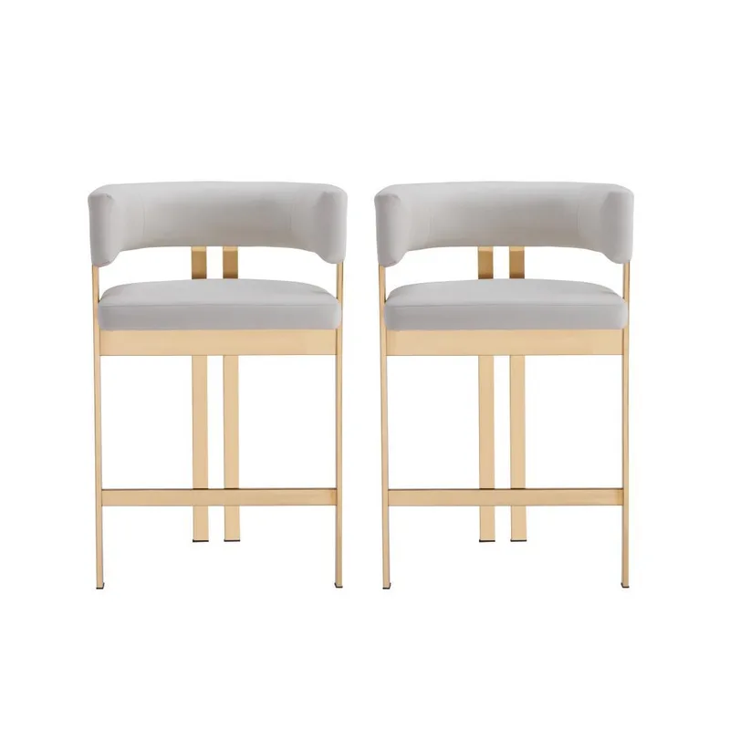 Pursonic Luxury Modern Counter Bar Stool, 2 Piece Set, White
