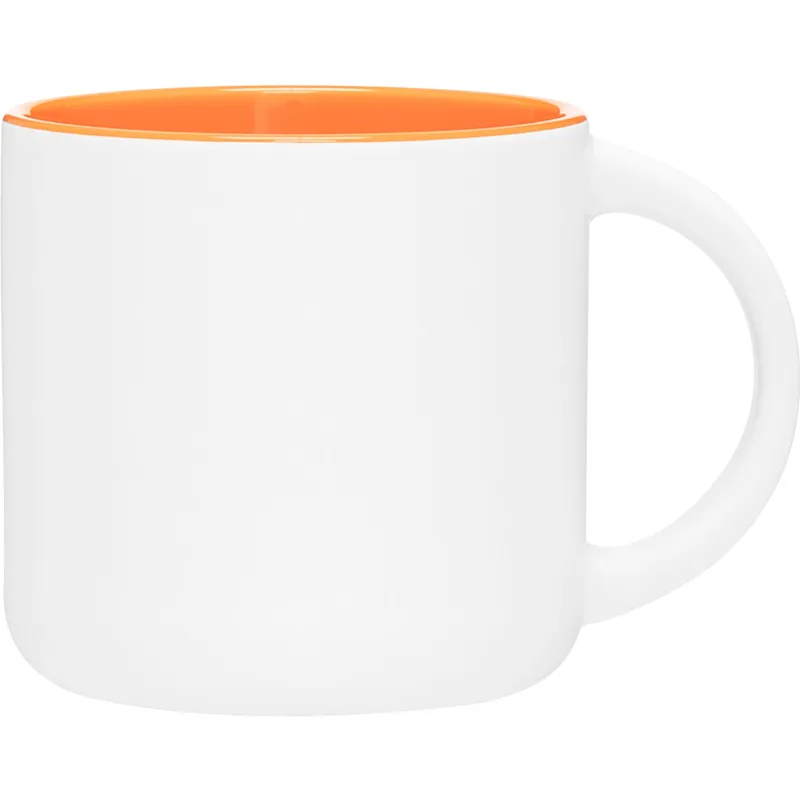 14 oz Minolo Ceramic Mug (Matte White/Orange) view 2