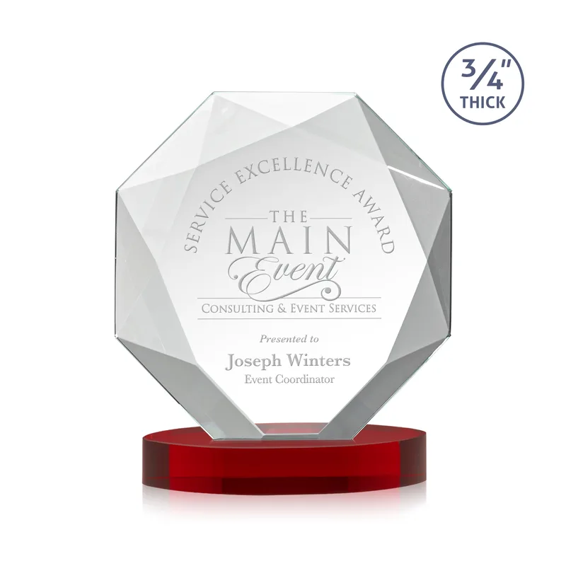 Deep Etch, Alberton base, Red, 6" x 8" x 2.75"