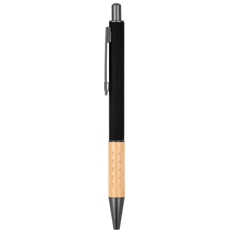 The Gosford Gunmetal Click-Action Ballpoint Pen w/Bamboo Accent view 2