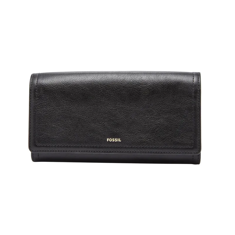Fossil Ladies Logan Rfid Flap Clutch Black